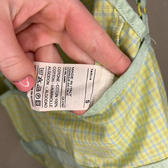 Made In Italy Of Benetton Taglia Plaid Summer Dress Cotton Green Size Small - Picture 10 of 11